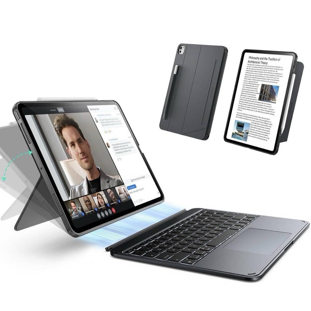 ESR iPad Pro 13 Keyboard Case M4 M5 Magnetic Detachable Trackpad Shift Dark Gray